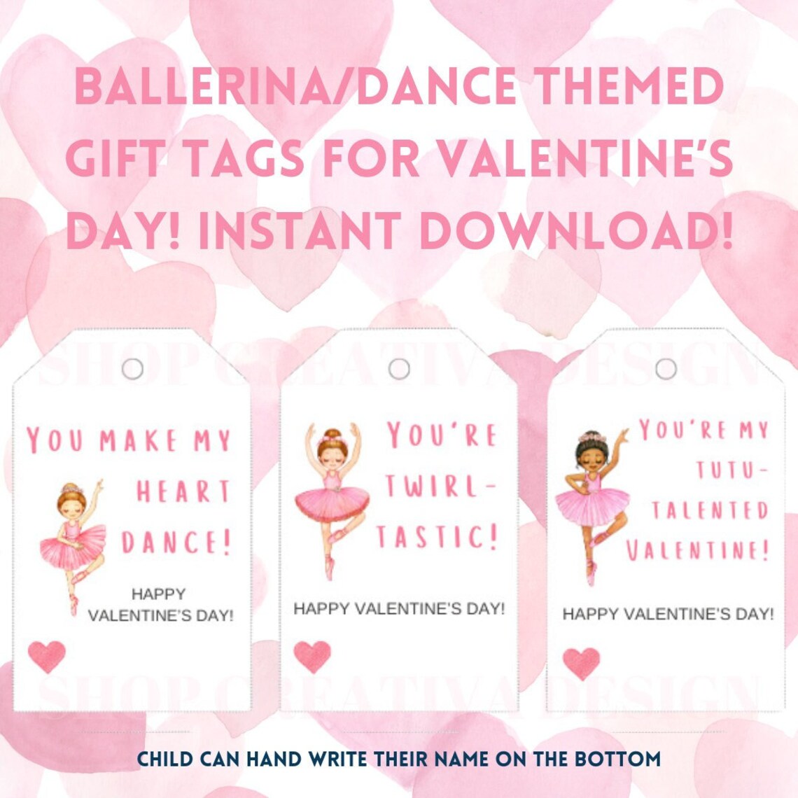 Printable Ballerina Gift Tags, Dance Gift Tags, Dance Valentine's Gift ...