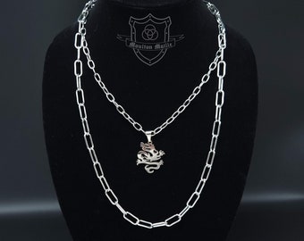 Multistrand Dragon Stainless Steel Chain Paperclip Necklace