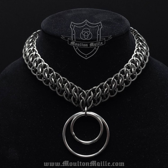 ☆NASTY FANCY CLUB☆ DUAL CHAMBERS NECKLACE T BLACK F25QB097 Double O-ring Submissive Collar, Black Titanium & Welded