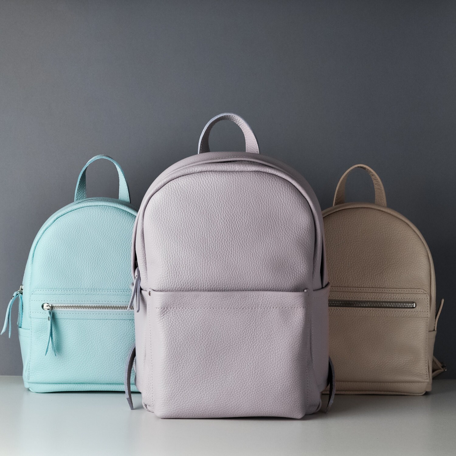 Lilac leather backpack leather backpack woman leather bag Etsy