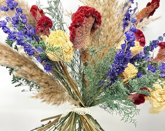 Bouquet d'automne, fleurs de mariage, bohème, fleurs séchées, stabilisées, fleurs séchées, mariée, naturel, duveteux, décoration d'intérieur