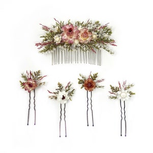 Pente de cabelo, grampos de cabelo, flores secas, preservadas, pente floral, grampo de cabelo, primavera, acessório de casamento, simples, fada, primavera, baile de formatura, noiva