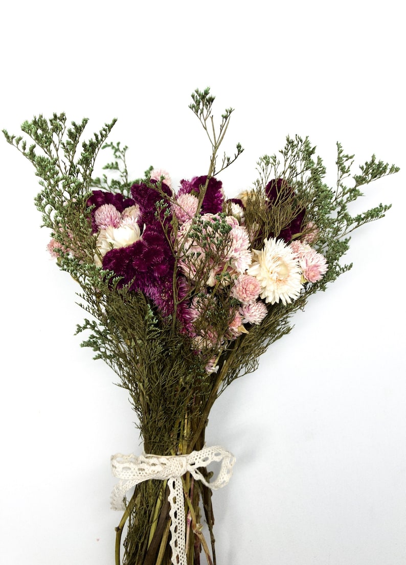 Konservierter Blumenstrauß, rosa Pfingstrose, Coxcomb, Hochzeitsgeschenk Bild 2