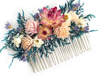 Peigne à cheveux, Épingles à cheveux, Fleurs séchées, stabilisé, Peigne à fleurs, Accessoires de barrettes à cheveux, Accessoire de mariage, Simple, Corsage de mariage, Bal de promo, Mariage