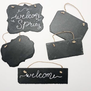 Slate hanger, Blank, Chalk, Rectangle, Custom Writing, DIY, Wreath Add on, Wall Decor, Welcome Sign, Front Door, Twine Hanger