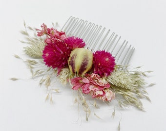 Dried Flower Hair Comb, Wedding Hair Accessory, Floral Corsage