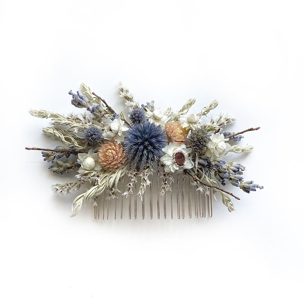 Hair Comb, Summer Hair Pins, Dried flowers, Preserved, Floral Comb, Clip, Wedding, Corsage, Prom, Bridal, Pink, Blue, White, Natural