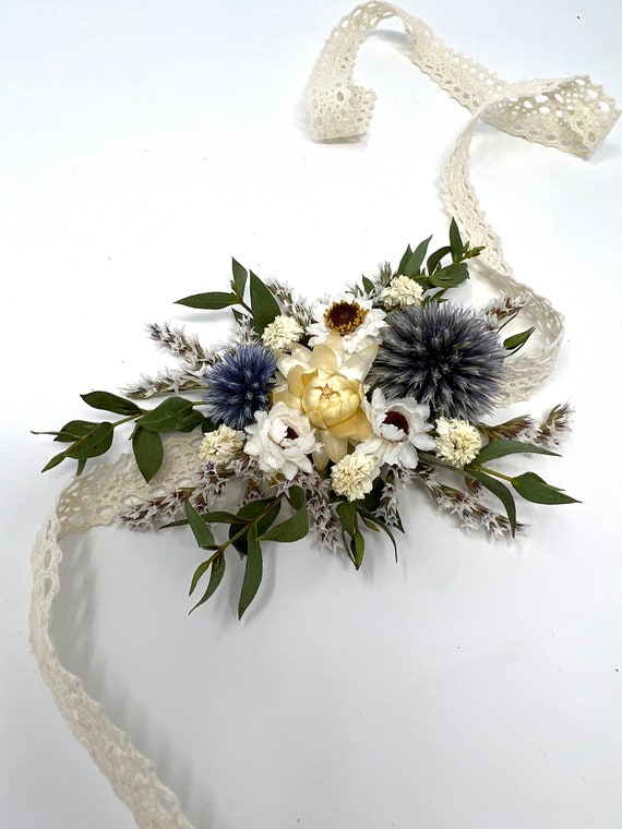 Dried Flower Corsage, Wedding Accessories, Floral Wrist Corsage