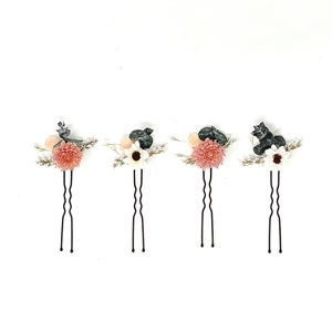 Wedding Bouquet Dried Flowers Preserved Floral Peonies 4 Hair Pins