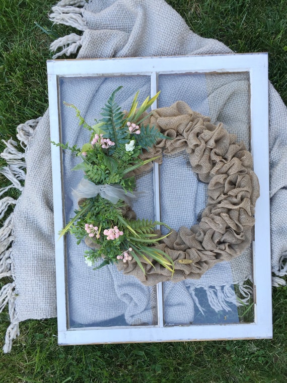 Green Wreath Pink Burlap Simple Front Door Bow Ribbon Image 0