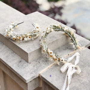 Wedding Head Wreath, Hairband, Crown, Halo, Boho, Wild Flower, Floral, Dried Flowers, Neutral, White, Cream, Photoshoot, Whimsical, Simple