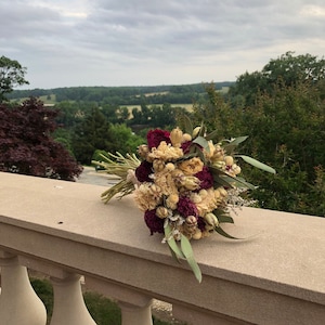 Wedding Bouquet, Peonies, Dried Flowers, Preserved Flowers, Bridal, Nigella, Cream, Purple, German Statice, Ribbon, Summer, Floral, Greenery