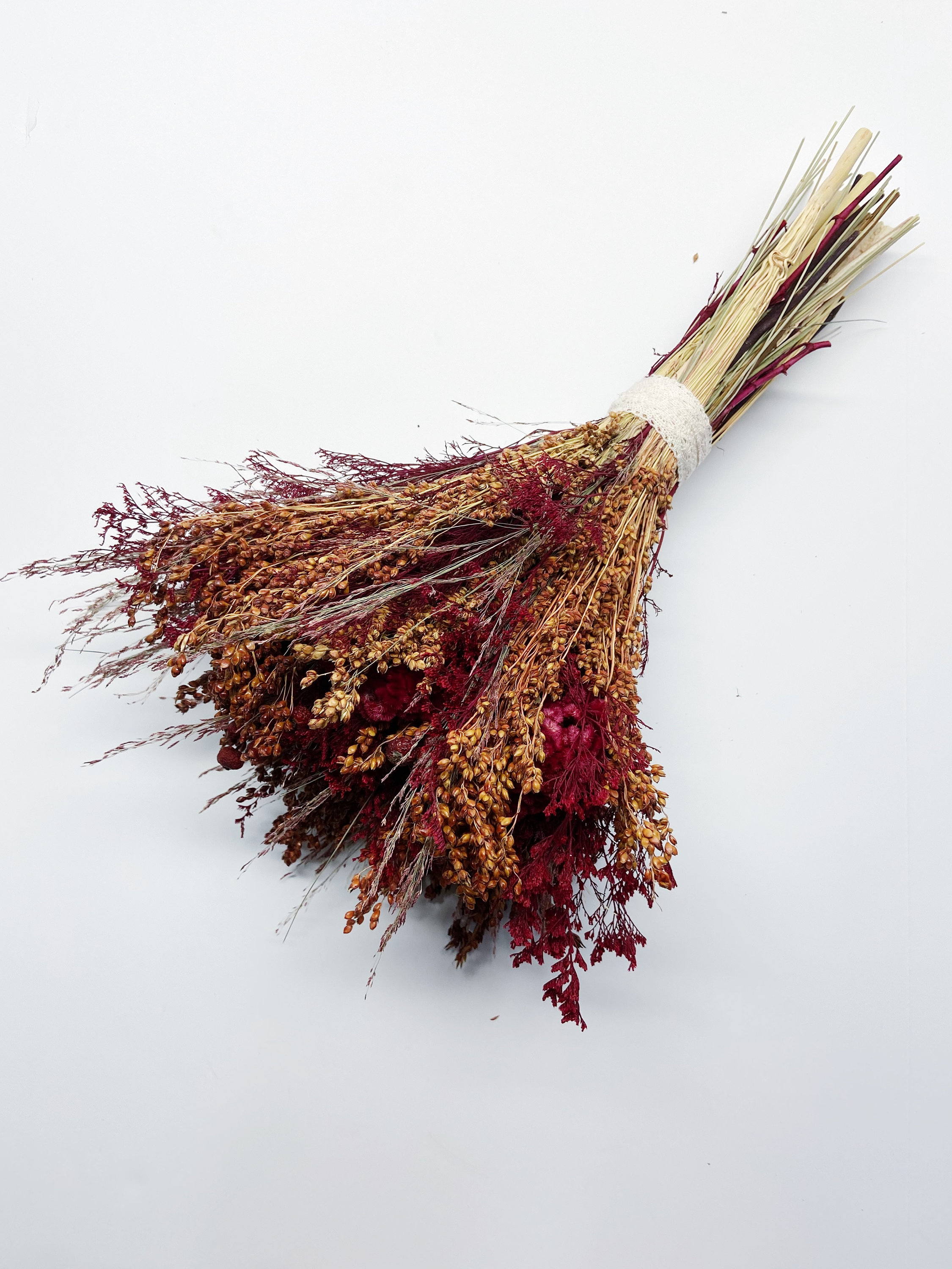 Burgundy Red Dried Flower Bouquet, Fall Decor