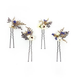 Wedding Hair Pins, Dried Flowers, Preserved Floral, Bridal Accessories, Purple and White, Lavender