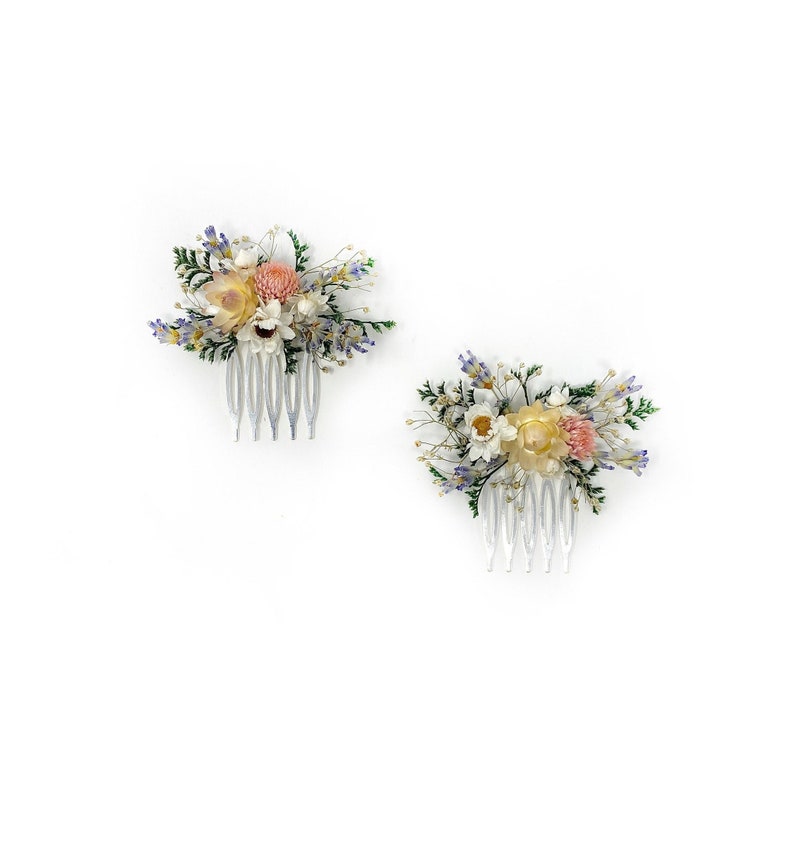 Hair Comb, Hair Pins, Dried flowers, Preserved, Floral Comb, Hair Clip Accessories, Wedding Accessory, Simple, Fairy, Spring, Prom, Bridal image 4