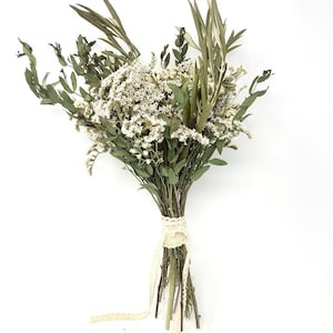 White Green Wedding Bouquet, Tear Drop Eucalyptus, Olive Branches, Fairy, Light, Clean, Earthy, Whimsical, Forest, Decor, Hairpins, Haircomb
