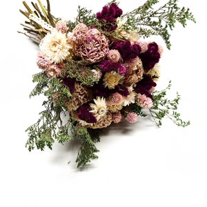 Konservierter Blumenstrauß, rosa Pfingstrose, Coxcomb, Hochzeitsgeschenk Bild 1