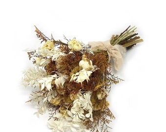 Fall Bouquet, Wedding Flowers, Floral Arrangement, Dried Flowers, Preserved, Dried Flowers, Bridal, Natural, Orange and White , Home Decor