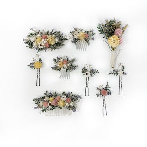 Hair Comb, Hair Pins, Dried flowers, Preserved, Floral Comb, Hair Clip Accessories, Wedding Accessory, Simple, Fairy, Spring, Prom, Bridal image 2