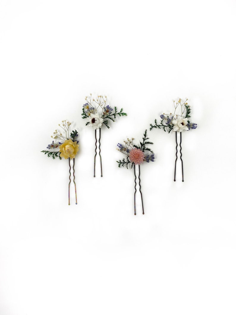 Hair Comb, Hair Pins, Dried flowers, Preserved, Floral Comb, Hair Clip Accessories, Wedding Accessory, Simple, Fairy, Spring, Prom, Bridal zdjęcie 5