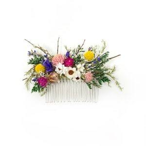 Colorful Hair Comb, Summer Hair Pins, Dried flowers, Preserved, Floral Comb, Clip, Wedding, Corsage, Prom, Bridal, Pink, Blue, Yellow, Green