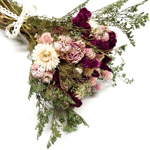 Konservierter Blumenstrauß, rosa Pfingstrose, Coxcomb, Hochzeitsgeschenk Bild 5