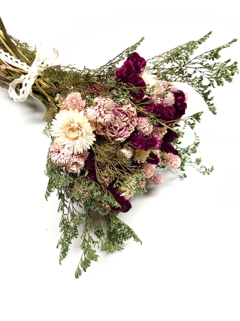 Konservierter Blumenstrauß, rosa Pfingstrose, Coxcomb, Hochzeitsgeschenk Bild 5