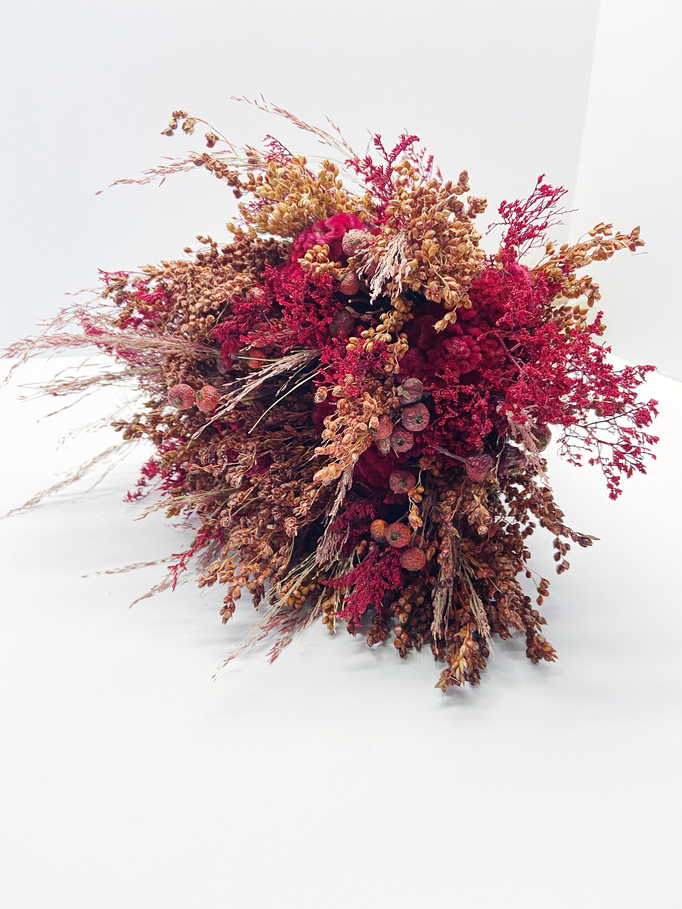 Red Bouquet Fall Bouquet Dried Flowers Preserved Flowers Etsy