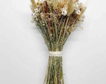 Wedding Bouquet, Fall, Dried Flowers, Hair comb, Head Wreath, Preserved, Rustic, Ammobium, bunny tails, ammonium, red broom corn,