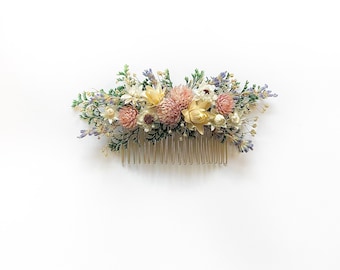 Dried Flower Hair Comb, Lavender, Bridal Hair Accessory