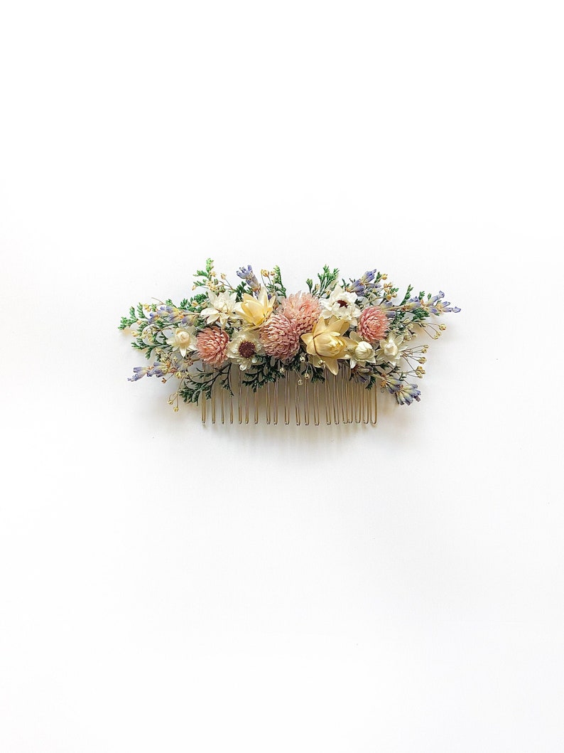 Hair Comb, Hair Pins, Dried flowers, Preserved, Floral Comb, Hair Clip Accessories, Wedding Accessory, Simple, Fairy, Spring, Prom, Bridal image 1