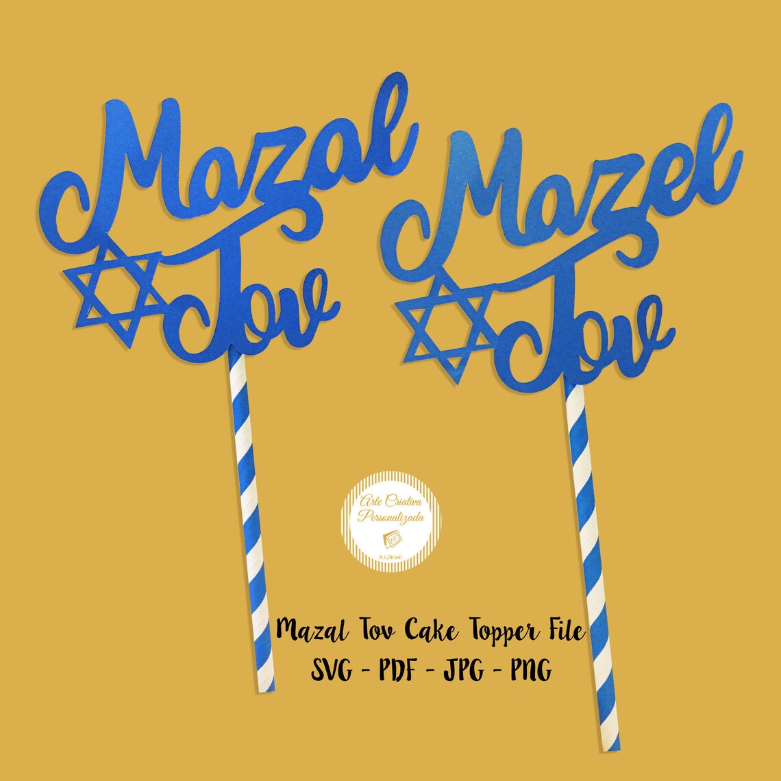 Mazel Tov Cake Topper SVG File Etsy