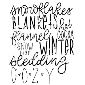 winter word art | svg | digital download | sublimation design | hand drawn | printable | artwork | digital file | hand lettered