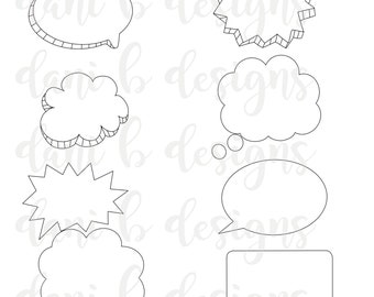 procreate speech/thought bubble stamp set - brush set - hand drawn - ipad, ipad pro - bullet journal - digital planner - stamp bundle