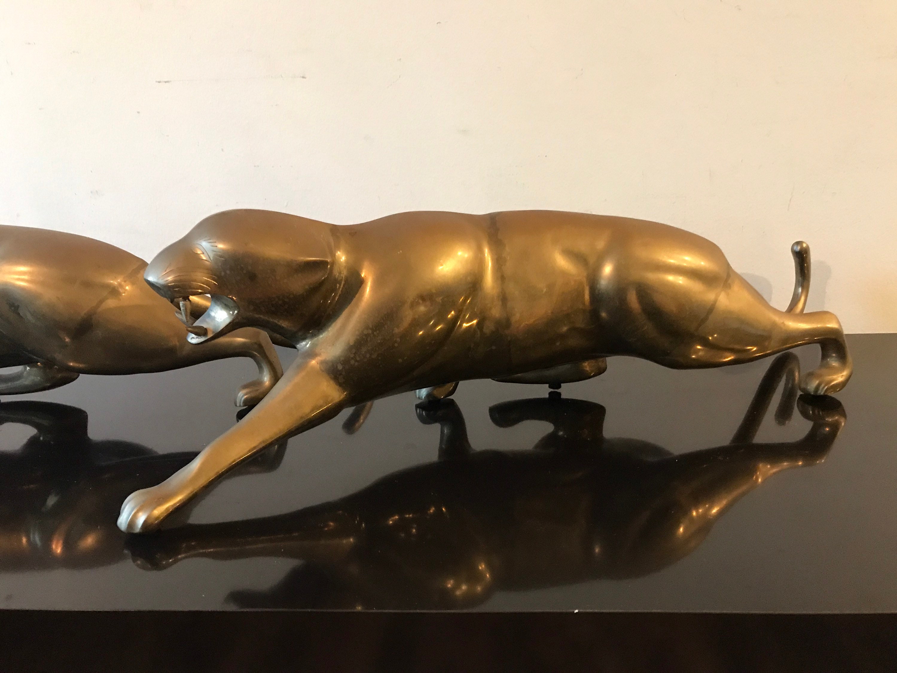 Vintage Brass Jaguar Leopard Sculpture 25 Panther Cat Etsy