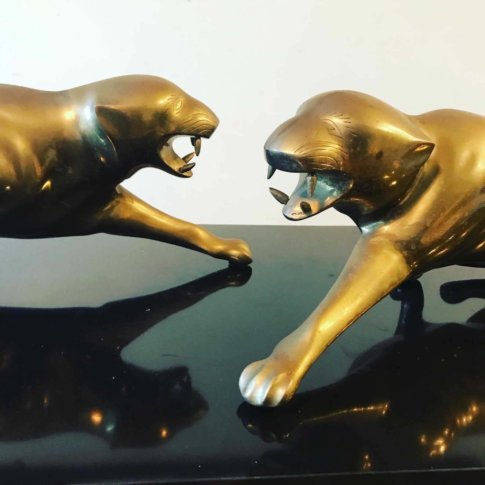 Vintage Brass Jaguar Leopard Sculpture 25 Panther Cat Etsy