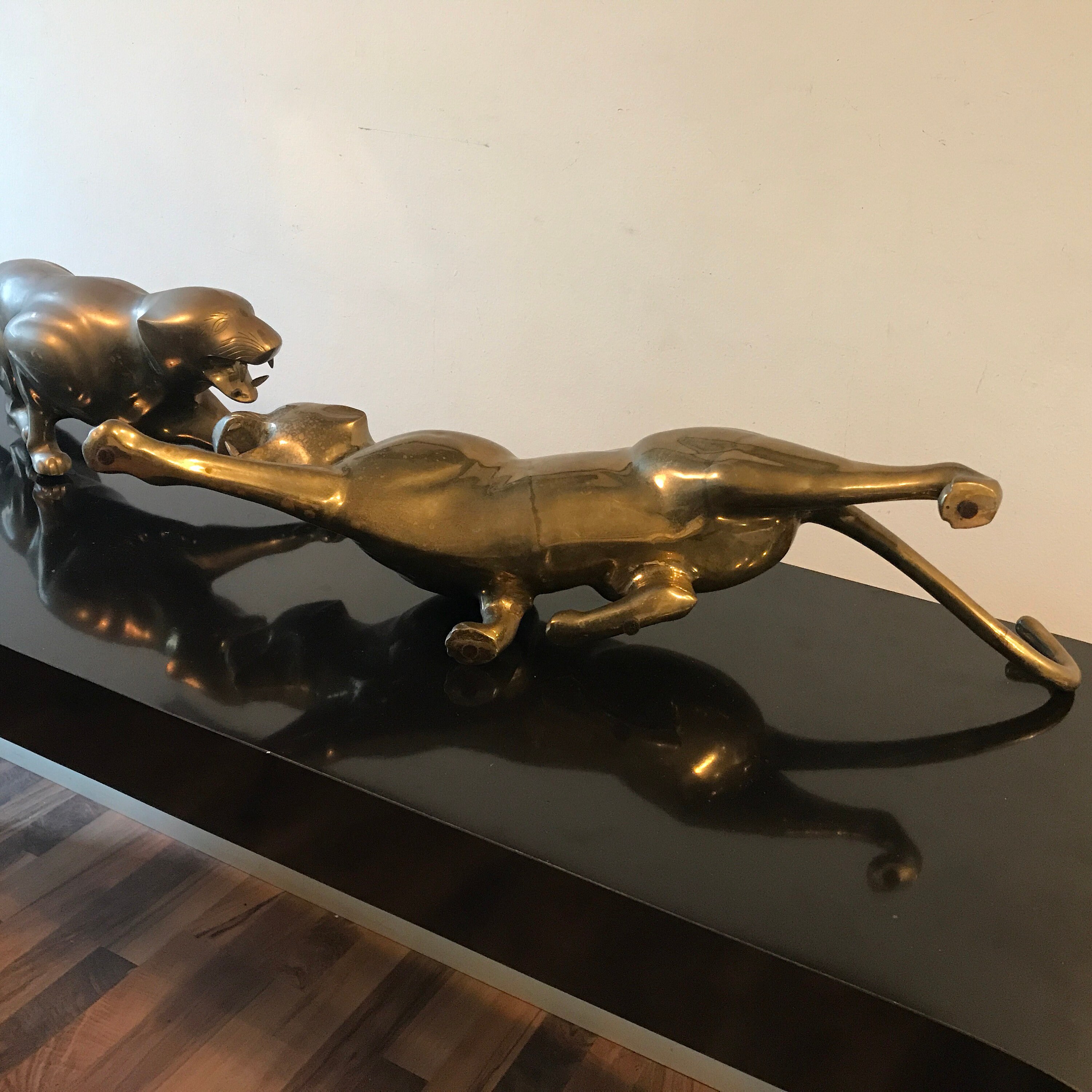 Vintage Brass Jaguar Leopard Sculpture 25 Panther Cat Etsy