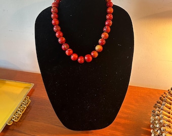 Antique Tibetan Red Coral Bead Necklace