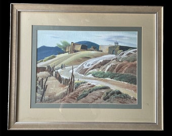 Vintage Original Mario Larrinaga Taos Mixed Media on panel Painting