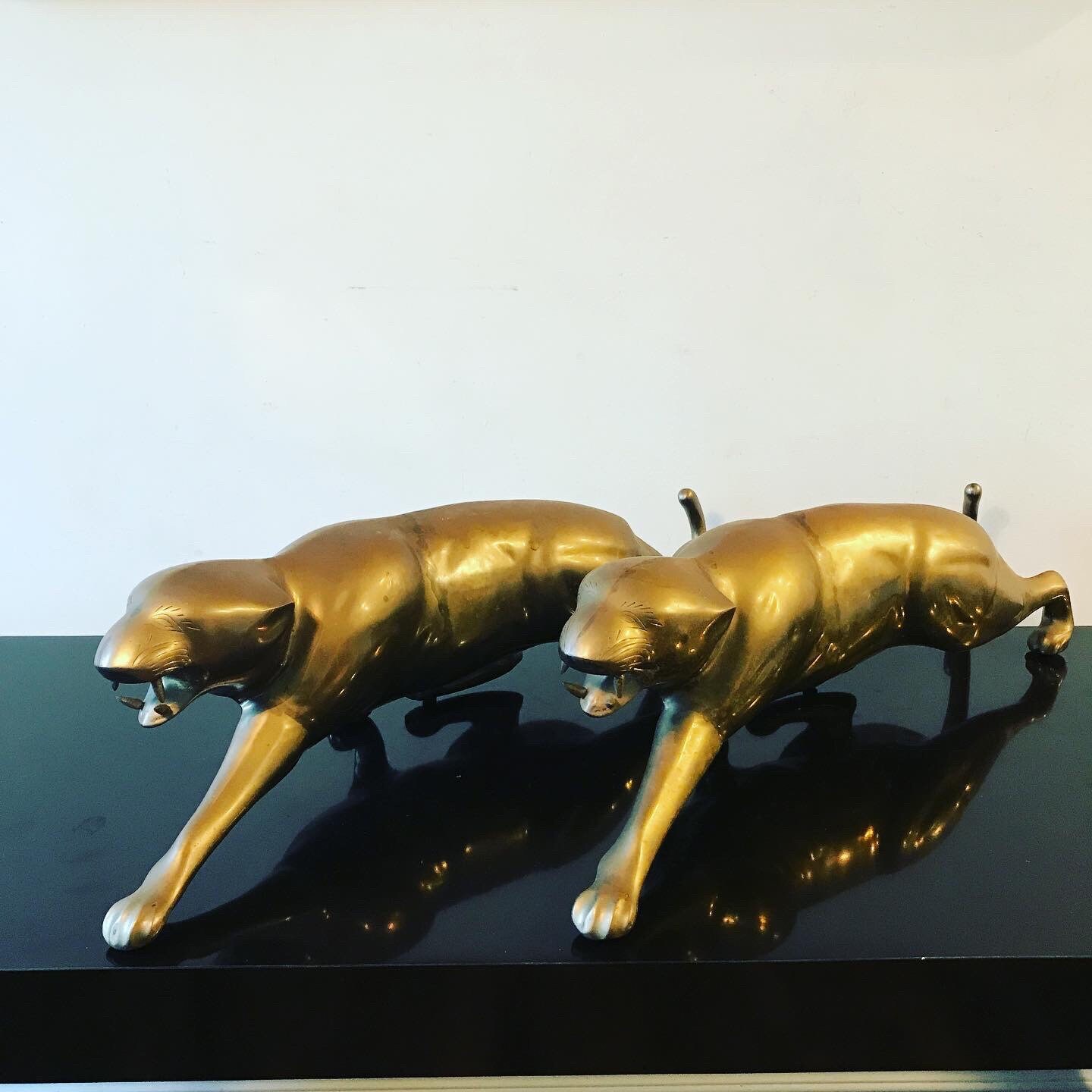 Vintage Brass Jaguar Leopard Sculpture 25 Panther Cat Etsy