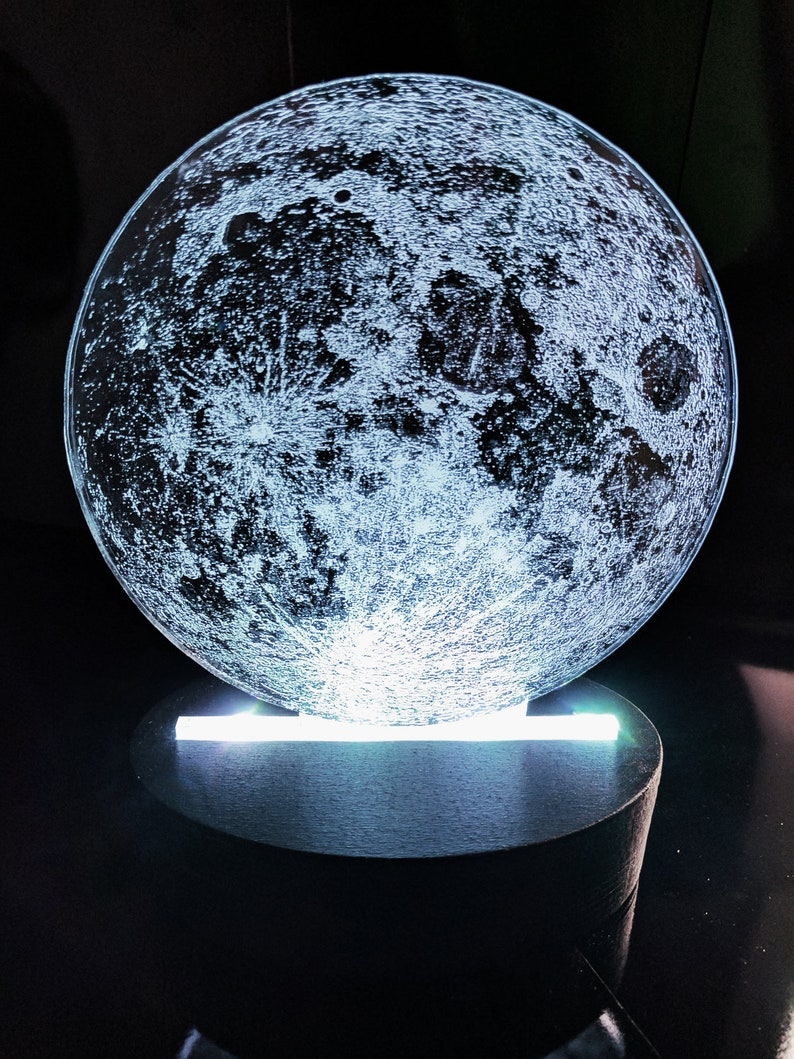Moon Lamp Phase Full Bedside Wooden Image 0
