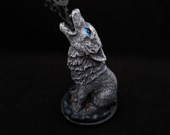 Wolf, howling wolf, Incense Holder, wolf decor, wolf incense burner, cone incense holder