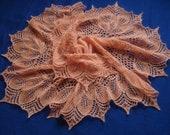 Hand knitted shawl, warm shawl, orange shawl with beads, gift for women, READY TO SHIP