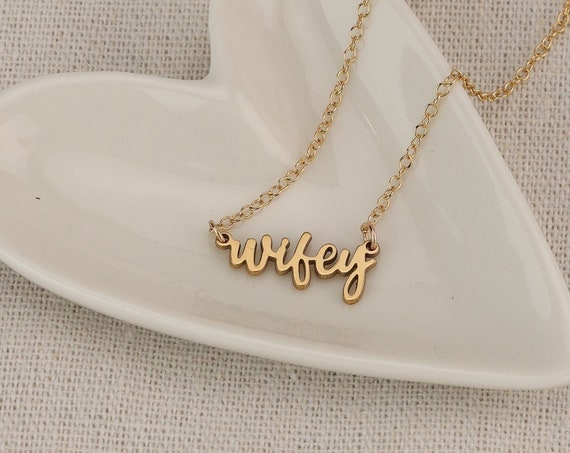 Bride Necklace | Name Necklace | Personalized Jewelry | Wifey Bridal Jewelry | Engagement Bachelorette Bridal Shower Gift | Gift for Wedding