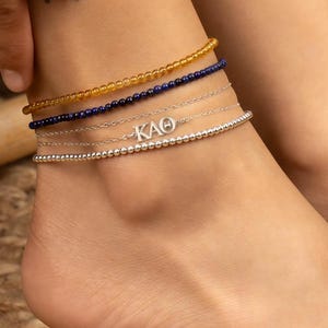SORORITY GREEK LETTER anklet • Delta Gamma Kappa Alpha Sigma Pi Theta Chi Omega Omicron Psi Phi • rush bid day graduation gift  • ANCC3ABMIp