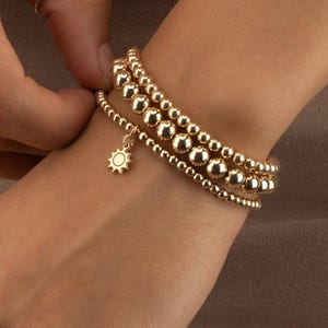 SUN CHARM BEADED bracelet • gift for her • sunshine • beach lover • stackable dainty bracelet • stretch and water resistant • BRBP3CHAO