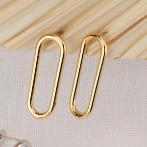 Brincos de ouro CLIPE DE PAPEL Corrente Oval Retângulo Perfurado Argola para o dia a dia Esposa Mãe Namorada Filha Irmã Tia Aniversário Aniversário Dia das Mães
