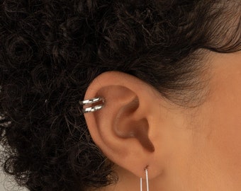 Ear Cuff Silver Double Hoop Ear Wrap Gold Ear Cuffs Fake Piercing Ear Stack Jewelry Accessory gift Summer Jewelry