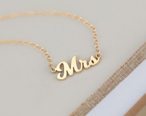 Mrs Necklace | Name Necklace | Personalized Jewelry | Bridal Jewelry | Engagement Bachelorette Bridal Shower Gift | Gift for Bride | Wedding