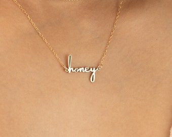 HONEY Necklace PERSONALIZED Jewelry Bridal Pendant Engagement Proposal Wife Girlfriend Anniversary Daughter Birthday Gift Mothers Day TULUM
